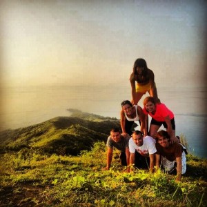 Early morning human pyramid!