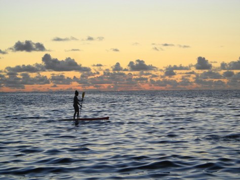 Sunset paddle boarding